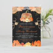 Wasserfarbenkürbis Autumnale Blume Quinceanera Einladung (Stehend Vorderseite)