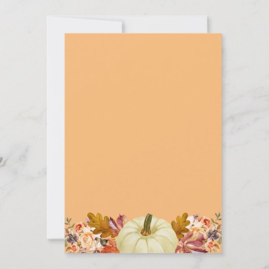 Wasserfarbenkürbis-Blätter Erntedank potluck Einladung (Rückseite)