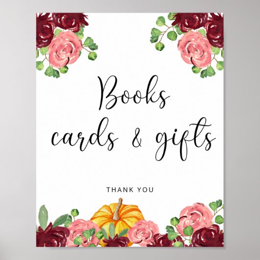Wasserfarbenkürbis: Blumenkarten und Geschenke Poster (Vorne)