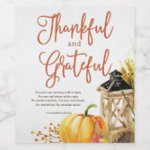 Wasserfarbenkürbis Cornucopia Erntedank Gedicht Weinetikett (Einzelnes Label)