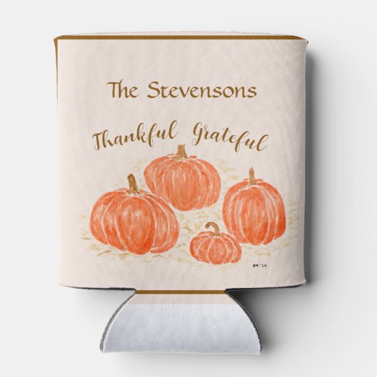 Wasserfarbenkürbis Dankbarkeit Dosenkühler (Rückseite)