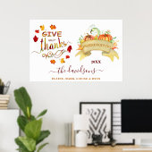 Wasserfarbenkürbis Danke an Freindsgiving Poster (Heimbüro)