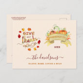 Wasserfarbenkürbis Danke an Freindsgiving Postkarte (Vorne/Hinten)