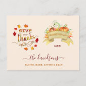 Wasserfarbenkürbis Danke an Freindsgiving Postkarte (Vorderseite)