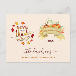 Wasserfarbenkürbis Danke an Freindsgiving Postkarte