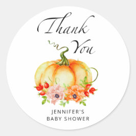 Wasserfarbenkürbis danke runder aufkleber