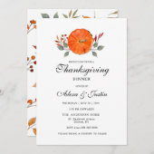 Wasserfarbenkürbis Erntedank Abendessen Einladung (Vorne/Hinten)