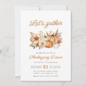 Wasserfarbenkürbis Erntedank Abendessen Einladung (Vorderseite)