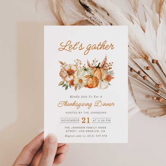 Wasserfarbenkürbis Erntedank Abendessen Einladung