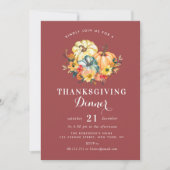 Wasserfarbenkürbis Erntedank Blumenkohl Abendessen Einladung (Vorderseite)
