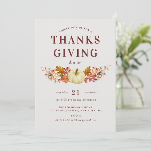 Wasserfarbenkürbis Erntedank Einladung (Stehend Vorderseite)