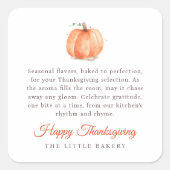 Wasserfarbenkürbis-Erntedank-Gütesiegel Quadratischer Aufkleber (Vorderseite)