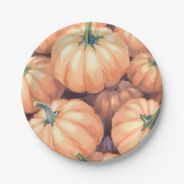 Wasserfarbenkürbis Erntedank Halloween Pappteller