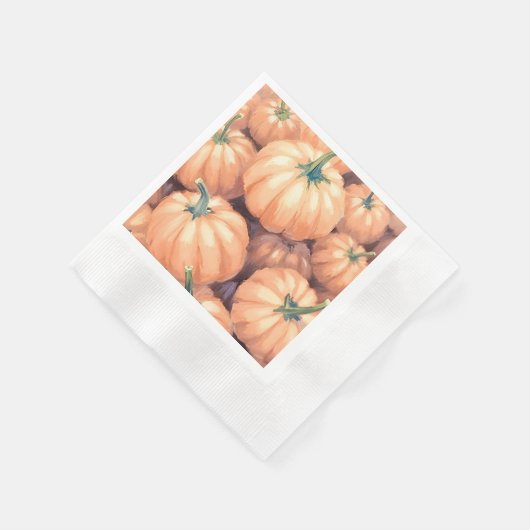Wasserfarbenkürbis Erntedank Halloween Serviette (Ecke)