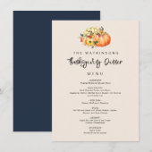 Wasserfarbenkürbis Erntedank Menükarte (Vorne/Hinten)