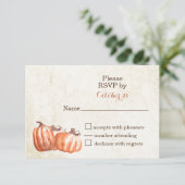 Wasserfarbenkürbis fallen Ernte RSVP-Karte RSVP Karte (Stehend Vorderseite)