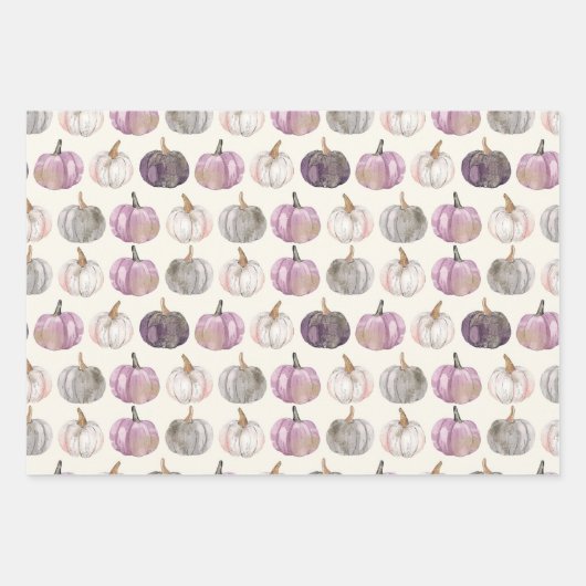 Wasserfarbenkürbis Fallmuster Geschenkpapier Set (Vorderseite 3)