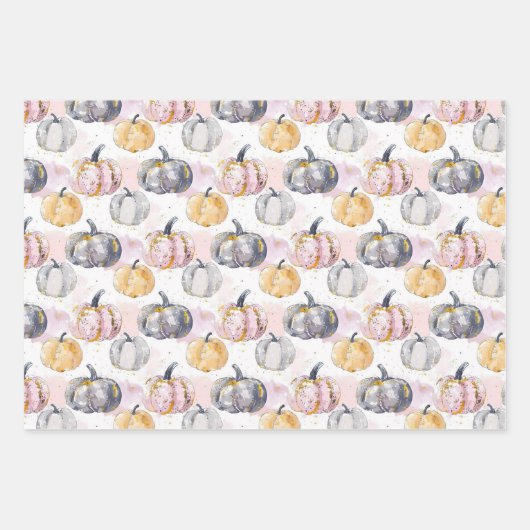 Wasserfarbenkürbis Fallmuster Geschenkpapier Set (Vorderseite 2)