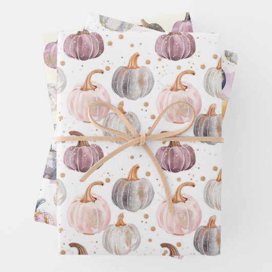 Wasserfarbenkürbis Fallmuster Geschenkpapier Set (Beispiel)