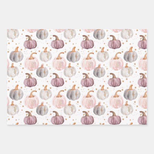 Wasserfarbenkürbis Fallmuster Geschenkpapier Set (Vorderseite)