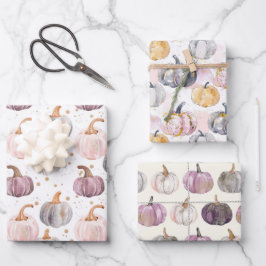 Wasserfarbenkürbis Fallmuster Geschenkpapier Set
