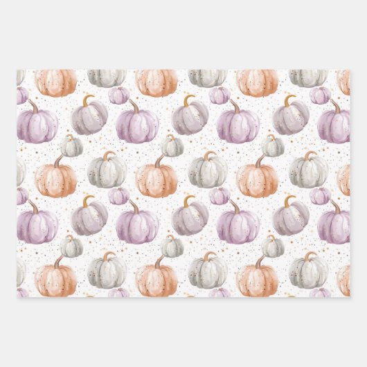 Wasserfarbenkürbis Fallmuster Geschenkpapier Set (Vorderseite 3)