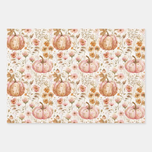 Wasserfarbenkürbis Fallmuster Geschenkpapier Set (Vorderseite 3)