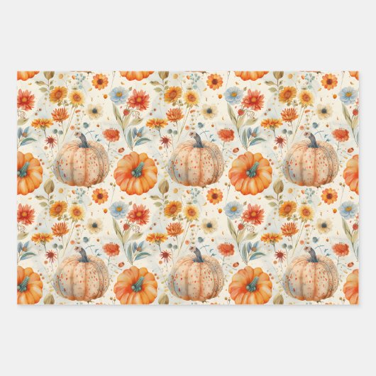 Wasserfarbenkürbis Fallmuster Geschenkpapier Set (Vorderseite 2)