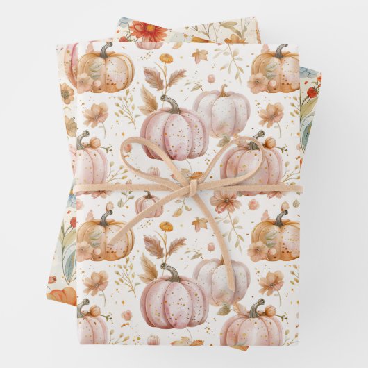 Wasserfarbenkürbis Fallmuster Geschenkpapier Set (Beispiel)