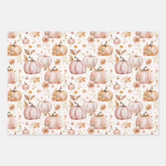 Wasserfarbenkürbis Fallmuster Geschenkpapier Set (Vorderseite)