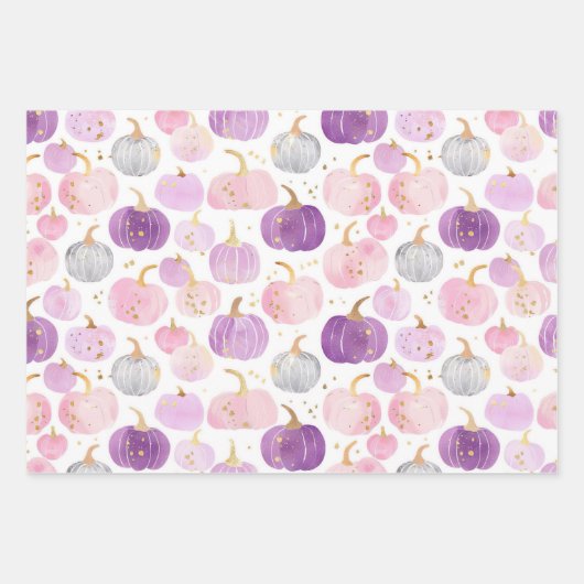Wasserfarbenkürbis Fallmuster Geschenkpapier Set (Vorderseite 2)