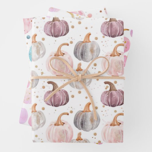 Wasserfarbenkürbis Fallmuster Geschenkpapier Set (Beispiel)