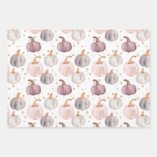 Wasserfarbenkürbis Fallmuster Geschenkpapier Set (Vorderseite)