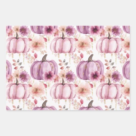 Wasserfarbenkürbis Fallmuster Geschenkpapier Set (Vorderseite 3)