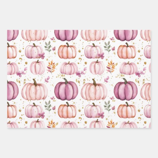 Wasserfarbenkürbis Fallmuster Geschenkpapier Set (Vorderseite 2)
