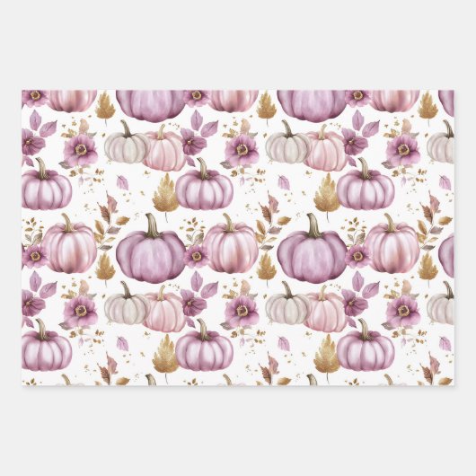 Wasserfarbenkürbis Fallmuster Geschenkpapier Set (Vorderseite)