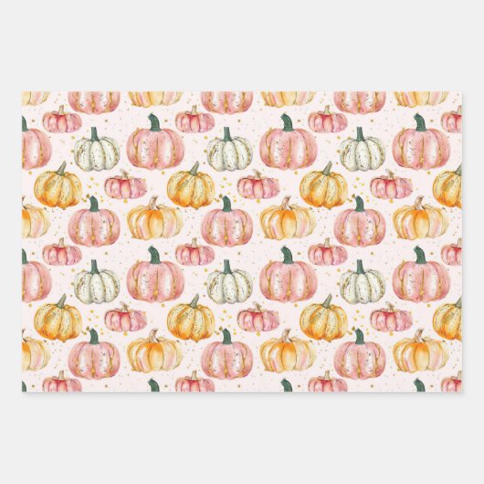Wasserfarbenkürbis Fallmuster Geschenkpapier Set (Vorderseite 2)