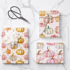 Wasserfarbenkürbis Fallmuster Geschenkpapier Set