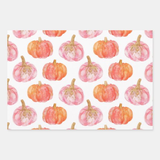 Wasserfarbenkürbis Fallmuster Geschenkpapier Set (Vorderseite 3)