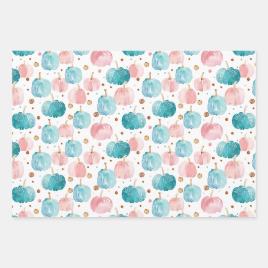 Wasserfarbenkürbis Fallmuster Geschenkpapier Set (Vorderseite 2)