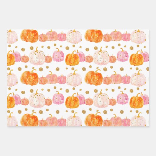 Wasserfarbenkürbis Fallmuster Geschenkpapier Set (Vorderseite)