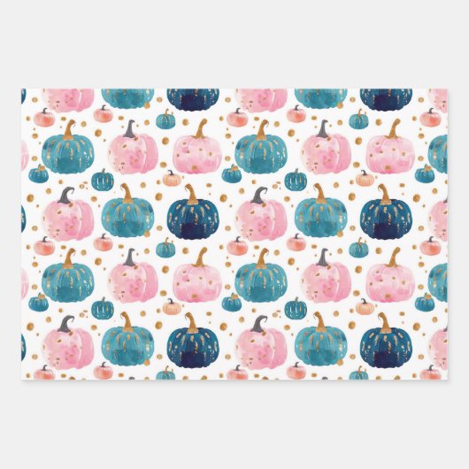 Wasserfarbenkürbis Fallmuster Geschenkpapier Set (Vorderseite 3)