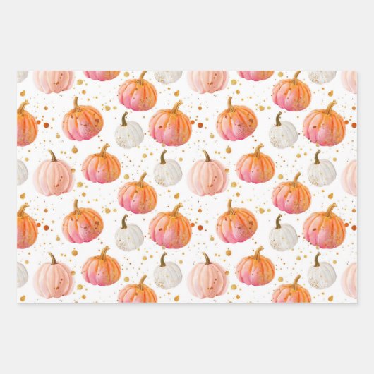 Wasserfarbenkürbis Fallmuster Geschenkpapier Set (Vorderseite 2)
