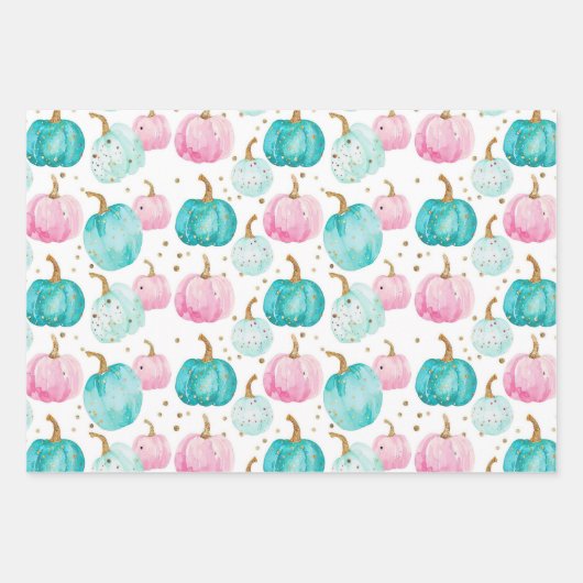 Wasserfarbenkürbis Fallmuster Geschenkpapier Set (Vorderseite)