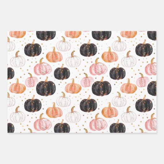 Wasserfarbenkürbis Fallmuster Geschenkpapier Set (Vorderseite)