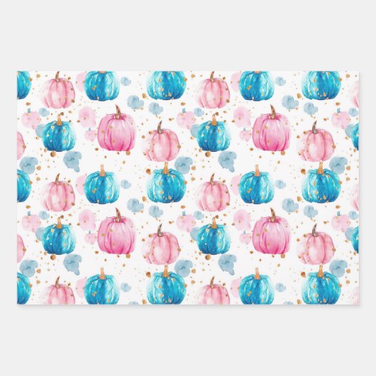 Wasserfarbenkürbis Fallmuster Geschenkpapier Set (Vorderseite 2)