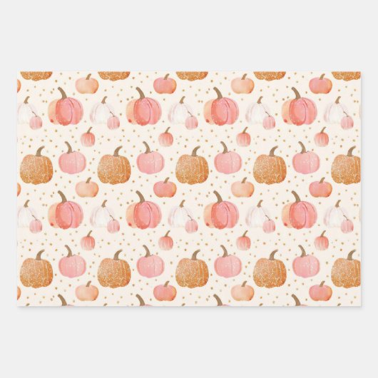 Wasserfarbenkürbis Fallmuster Geschenkpapier Set (Vorderseite)