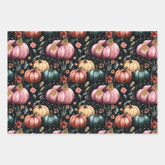 Wasserfarbenkürbis Fallmuster Geschenkpapier Set (Vorderseite 3)