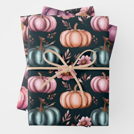 Wasserfarbenkürbis Fallmuster Geschenkpapier Set (Beispiel)