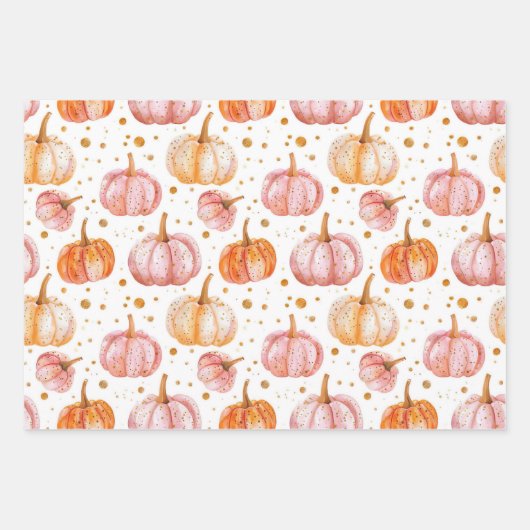 Wasserfarbenkürbis Fallmuster Geschenkpapier Set (Vorderseite 3)